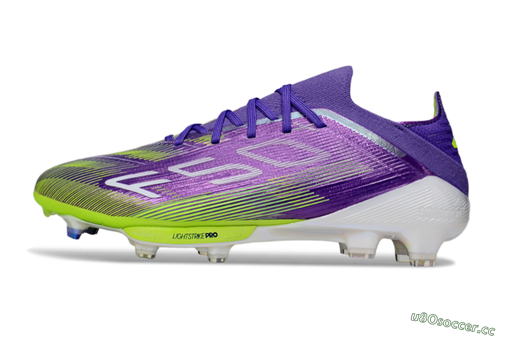 Men's Adidas F50+ Elite Lightstrike Pro FG Firm Ground Low-Tops Football Boots - Purple/Yellow/White 0