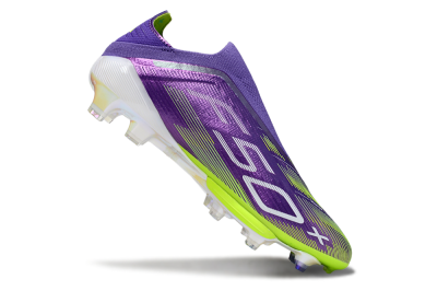 Men's Adidas F50+ Elite Laceless FG Firm Ground Low-Tops Football Boots - Purple/Yellow/White