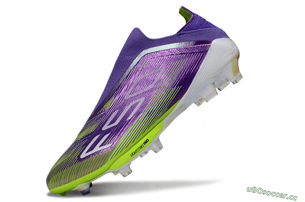 Men's Adidas F50+ Elite Laceless FG Firm Ground Low-Tops Football Boots - Purple/Yellow/White 5