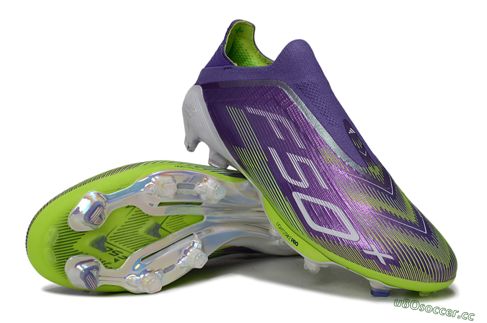 Men's Adidas F50+ Elite Laceless FG Firm Ground Low-Tops Football Boots - Purple/Yellow/White 3
