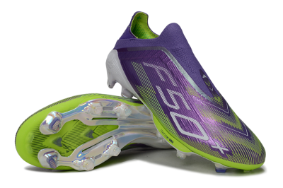 Men's Adidas F50+ Elite Laceless FG Firm Ground Low-Tops Football Boots - Purple/Yellow/White