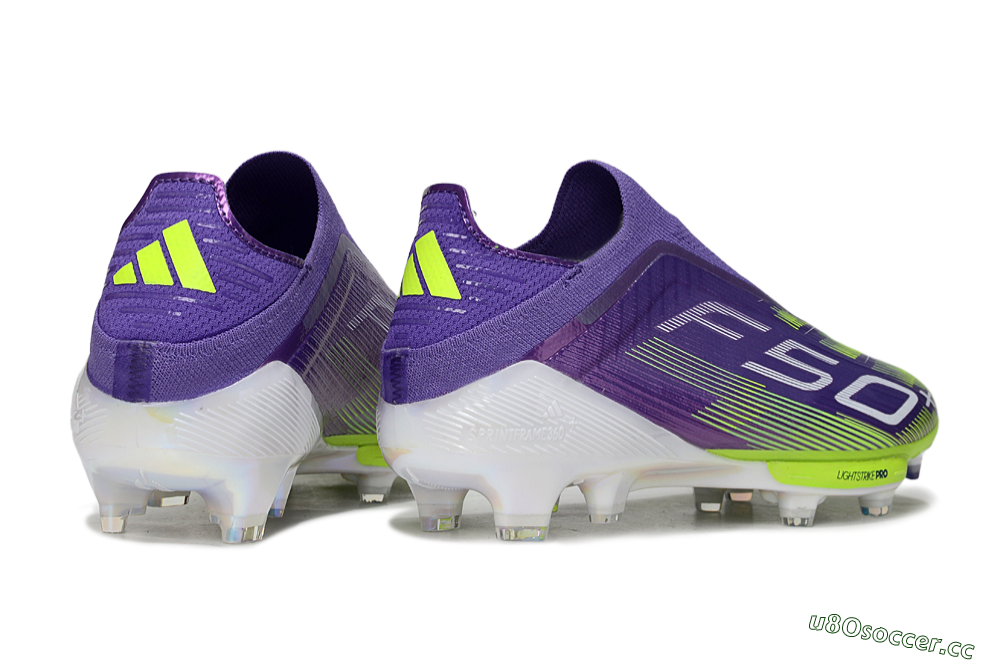 Men's Adidas F50+ Elite Laceless FG Firm Ground Low-Tops Football Boots - Purple/Yellow/White 6