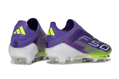 Men's Adidas F50+ Elite Laceless FG Firm Ground Low-Tops Football Boots - Purple/Yellow/White