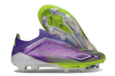 Men's Adidas F50+ Elite Laceless FG Firm Ground Low-Tops Football Boots - Purple/Yellow/White