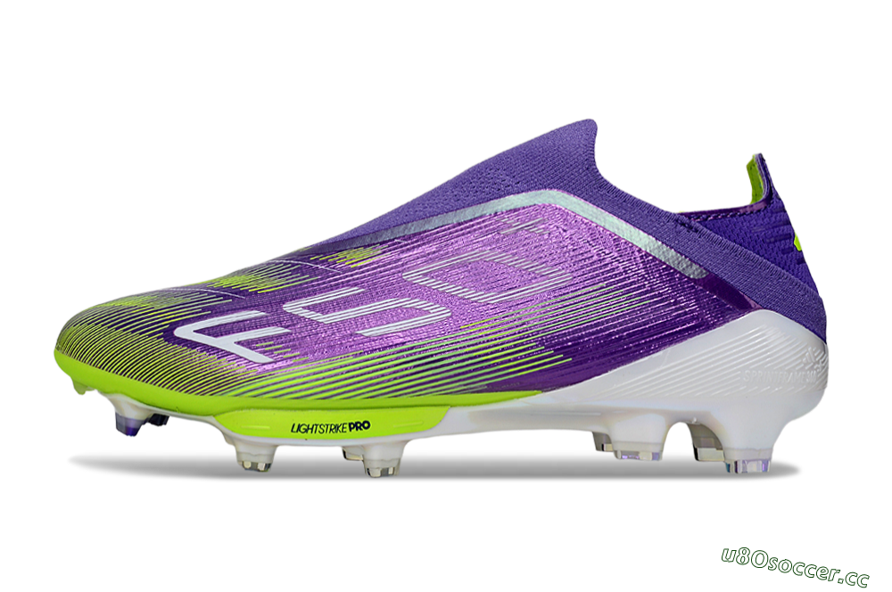 Men's Adidas F50+ Elite Laceless FG Firm Ground Low-Tops Football Boots - Purple/Yellow/White 0