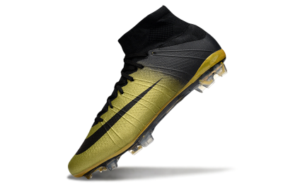 Men's Nike Mercurial Superfly 4 CR7 FG Firm Ground High-Tops Football Boots - Gold/Black
