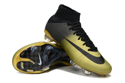 Men's Nike Mercurial Superfly 4 CR7 FG Firm Ground High-Tops Football Boots - Gold/Black