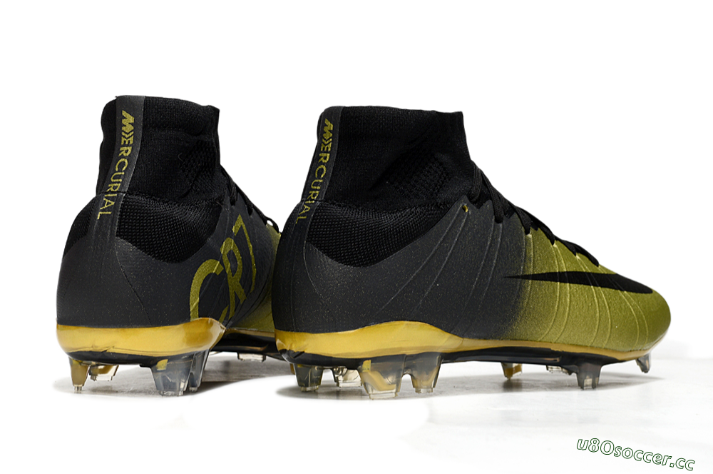 Men's Nike Mercurial Superfly 4 CR7 FG Firm Ground High-Tops Football Boots - Gold/Black 6