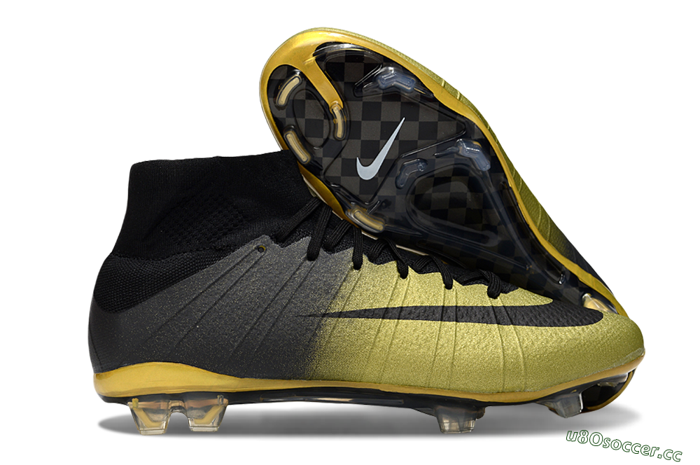 Men's Nike Mercurial Superfly 4 CR7 FG Firm Ground High-Tops Football Boots - Gold/Black 2