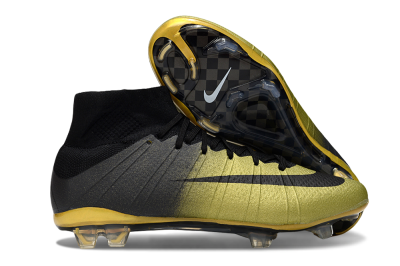 Men's Nike Mercurial Superfly 4 CR7 FG Firm Ground High-Tops Football Boots - Gold/Black