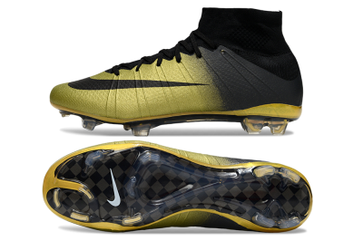 Men's Nike Mercurial Superfly 4 CR7 FG Firm Ground High-Tops Football Boots - Gold/Black