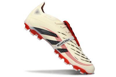 Unisex Adidas Predator Elite Foldover Tongue TF Artificial Turf Low-Tops Football Shoes - Beige/Black/Red