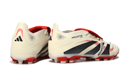 Unisex Adidas Predator Elite Foldover Tongue TF Artificial Turf Low-Tops Football Shoes - Beige/Black/Red