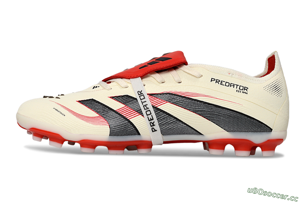 Unisex Adidas Predator Elite Foldover Tongue TF Artificial Turf Low-Tops Football Shoes - Beige/Black/Red 0