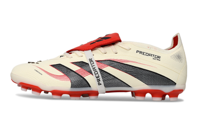Unisex Adidas Predator Elite Foldover Tongue TF Artificial Turf Low-Tops Football Shoes - Beige/Black/Red