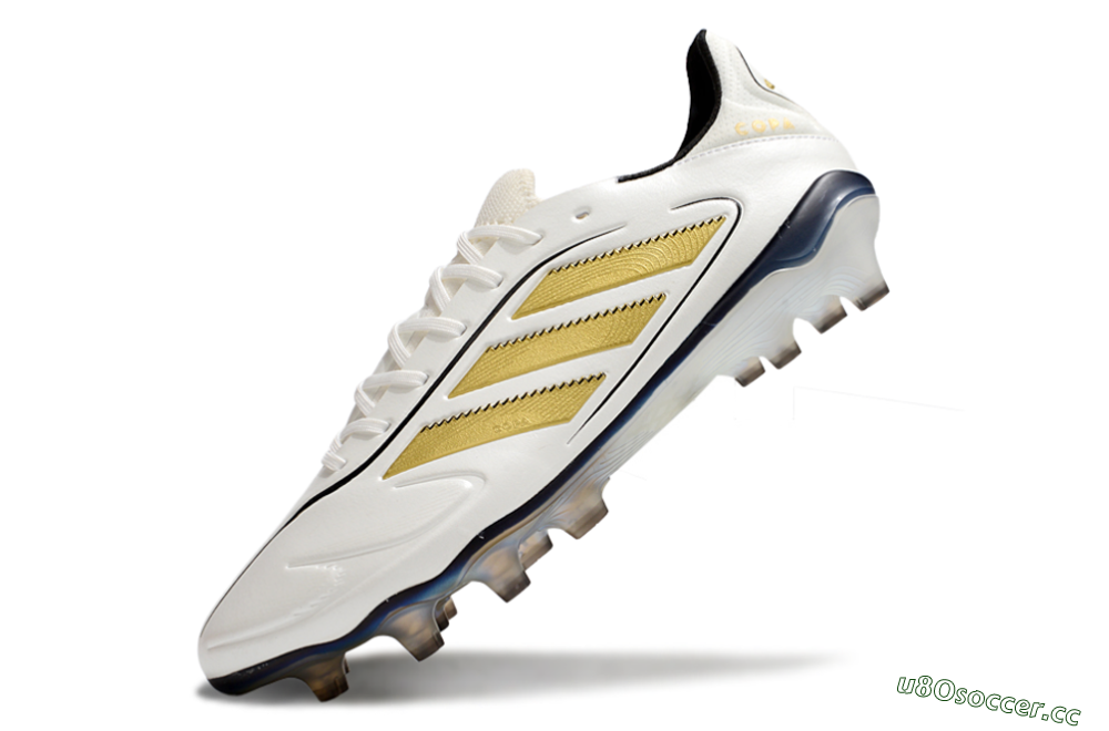 Men's Adidas Copa Pure 3 Elite FG Firm Ground Low-Tops Football Boots - White/Gold/Black 5