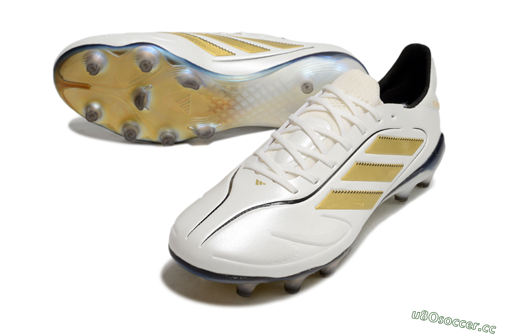 Men's Adidas Copa Pure 3 Elite FG Firm Ground Low-Tops Football Boots - White/Gold/Black 3