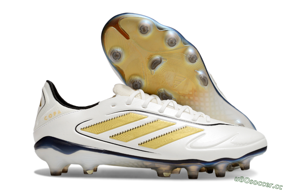Men's Adidas Copa Pure 3 Elite FG Firm Ground Low-Tops Football Boots - White/Gold/Black 2