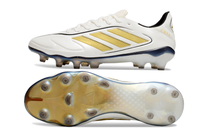Men's Adidas Copa Pure 3 Elite FG Firm Ground Low-Tops Football Boots - White/Gold/Black
