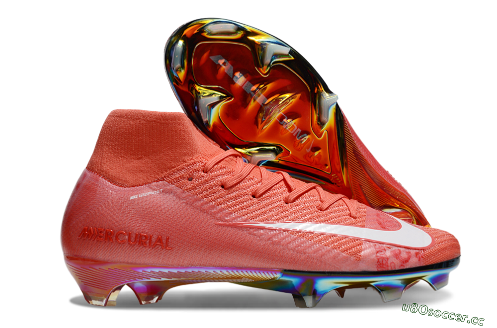 Men's Nike Air Zoom Mercurial Superfly 10 Elite FG Firm Ground High-Tops Football Boots - Red/White/Gold 2