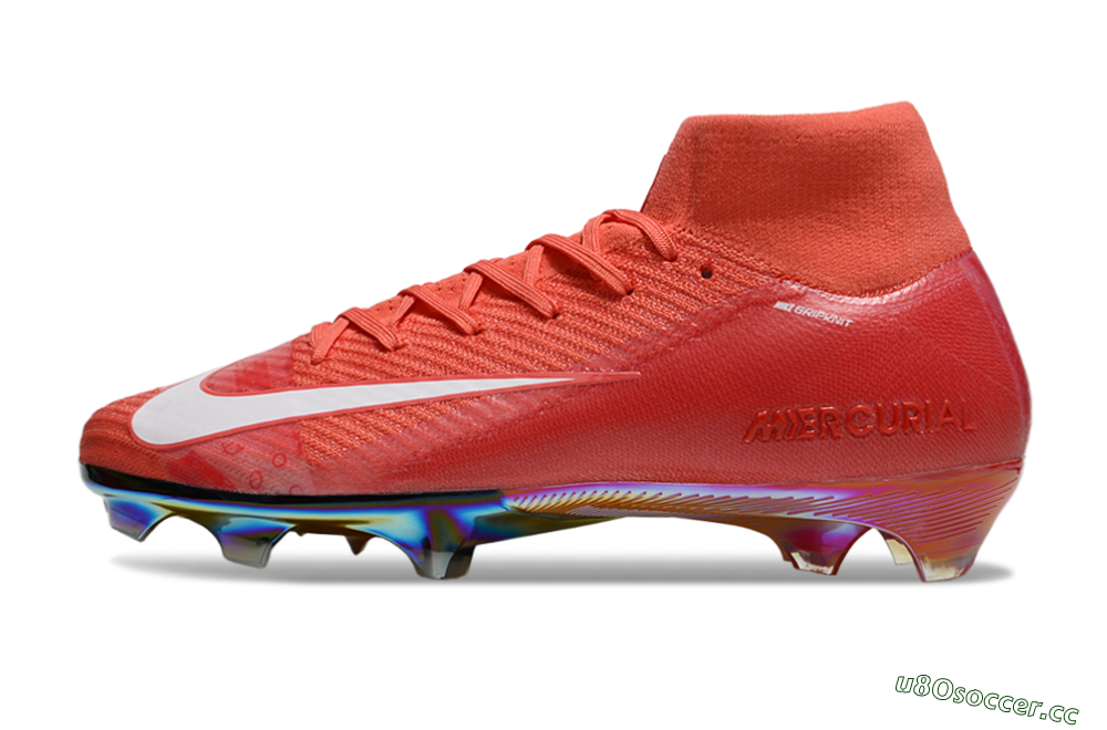 Men's Nike Air Zoom Mercurial Superfly 10 Elite FG Firm Ground High-Tops Football Boots - Red/White/Gold 0