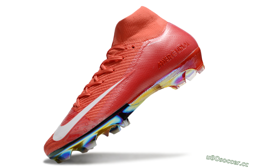 Men's Nike Air Zoom Mercurial Superfly 10 Elite FG Firm Ground High-Tops Football Boots - Red/White/Gold 5