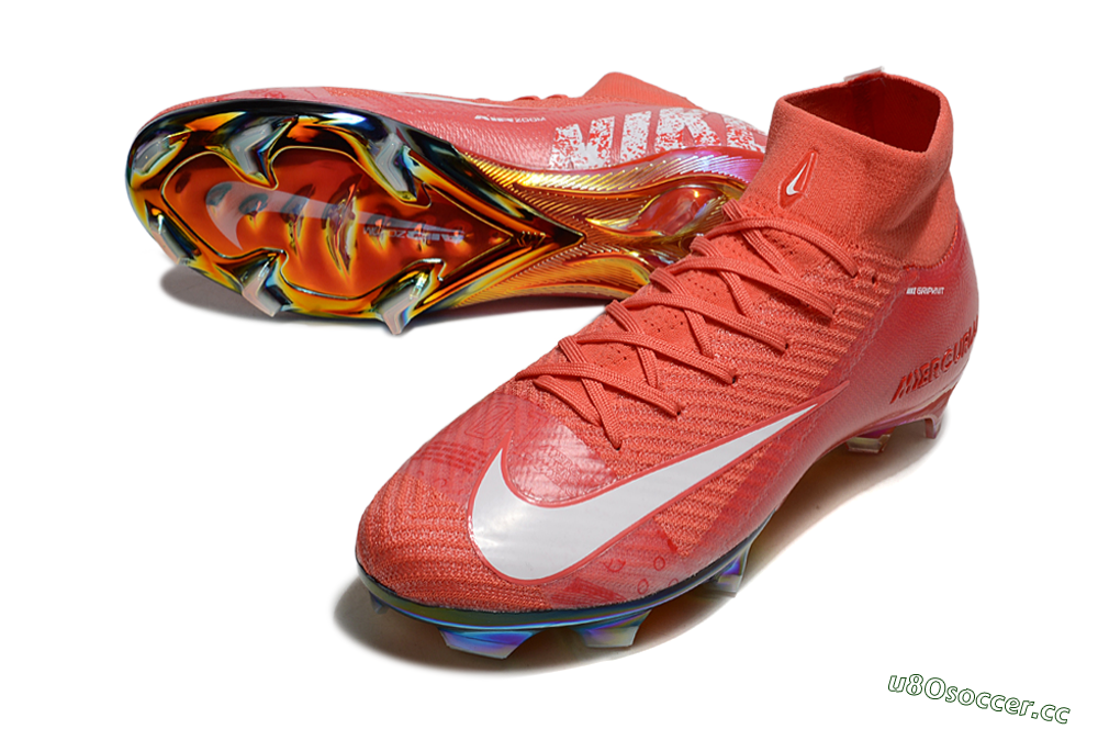 Men's Nike Air Zoom Mercurial Superfly 10 Elite FG Firm Ground High-Tops Football Boots - Red/White/Gold 3