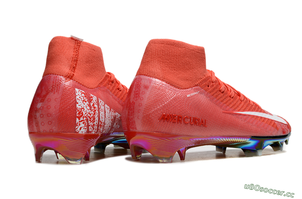 Men's Nike Air Zoom Mercurial Superfly 10 Elite FG Firm Ground High-Tops Football Boots - Red/White/Gold 6
