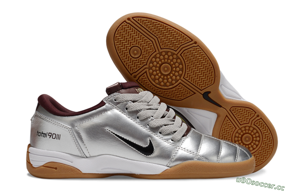 Men's Nike Total 90 II IC Indoor & Futsal Low-Tops Football Shoes - Silver/Black/White 2