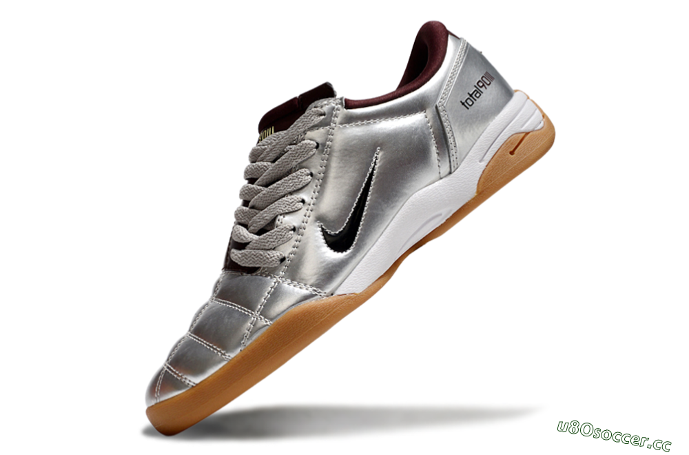 Men's Nike Total 90 II IC Indoor & Futsal Low-Tops Football Shoes - Silver/Black/White 5