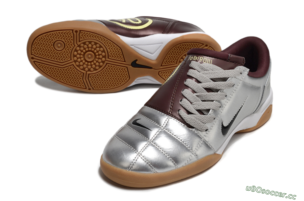 Men's Nike Total 90 II IC Indoor & Futsal Low-Tops Football Shoes - Silver/Black/White 3