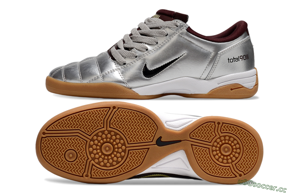 Men's Nike Total 90 II IC Indoor & Futsal Low-Tops Football Shoes - Silver/Black/White 1