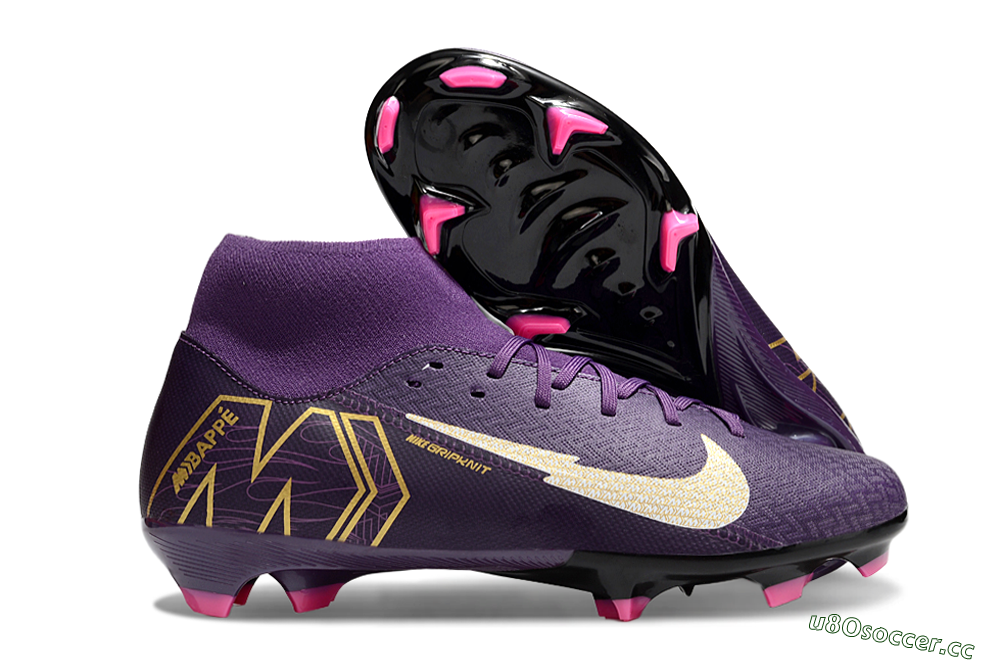 Men's Nike Air Zoom Mercurial Superfly 10 Academy FG Firm Ground High-Tops Football Boots - Purple/White/Gold 2