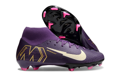 Men's Nike Air Zoom Mercurial Superfly 10 Academy FG Firm Ground High-Tops Football Boots - Purple/White/Gold
