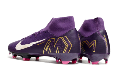 Men's Nike Air Zoom Mercurial Superfly 10 Academy FG Firm Ground High-Tops Football Boots - Purple/White/Gold
