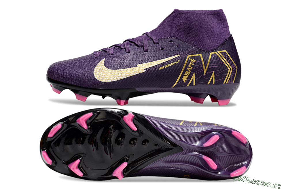 Men's Nike Air Zoom Mercurial Superfly 10 Academy FG Firm Ground High-Tops Football Boots - Purple/White/Gold 1