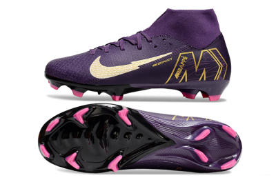 Men's Nike Air Zoom Mercurial Superfly 10 Academy FG Firm Ground High-Tops Football Boots - Purple/White/Gold