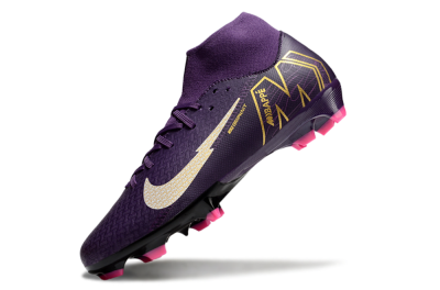 Men's Nike Air Zoom Mercurial Superfly 10 Academy FG Firm Ground High-Tops Football Boots - Purple/White/Gold