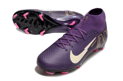 Men's Nike Air Zoom Mercurial Superfly 10 Academy FG Firm Ground High-Tops Football Boots - Purple/White/Gold