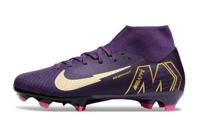Men's Nike Air Zoom Mercurial Superfly 10 Academy FG Firm Ground High-Tops Football Boots - Purple/White/Gold