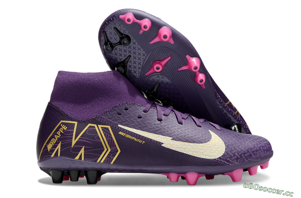 Men's Nike Air Zoom Mercurial Superfly 10 Academy AG Artificial Grass High-Tops Football Boots - Purple/White/Gold 2