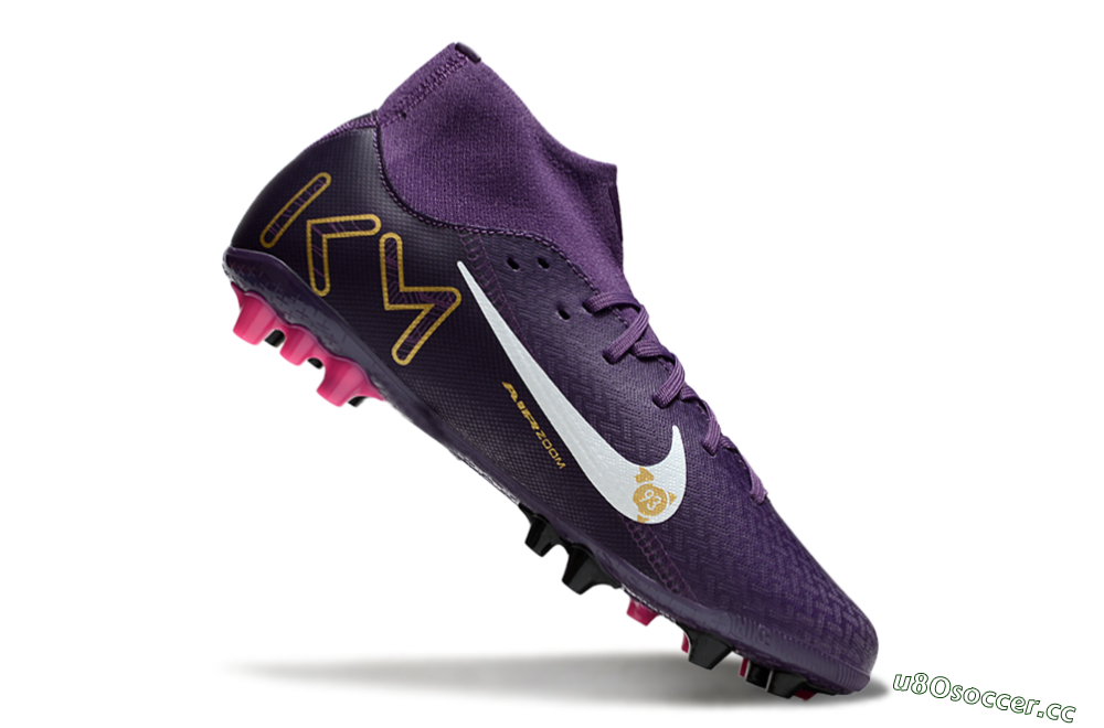Men's Nike Air Zoom Mercurial Superfly 10 Academy AG Artificial Grass High-Tops Football Boots - Purple/White/Gold 4