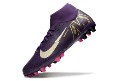 Men's Nike Air Zoom Mercurial Superfly 10 Academy AG Artificial Grass High-Tops Football Boots - Purple/White/Gold