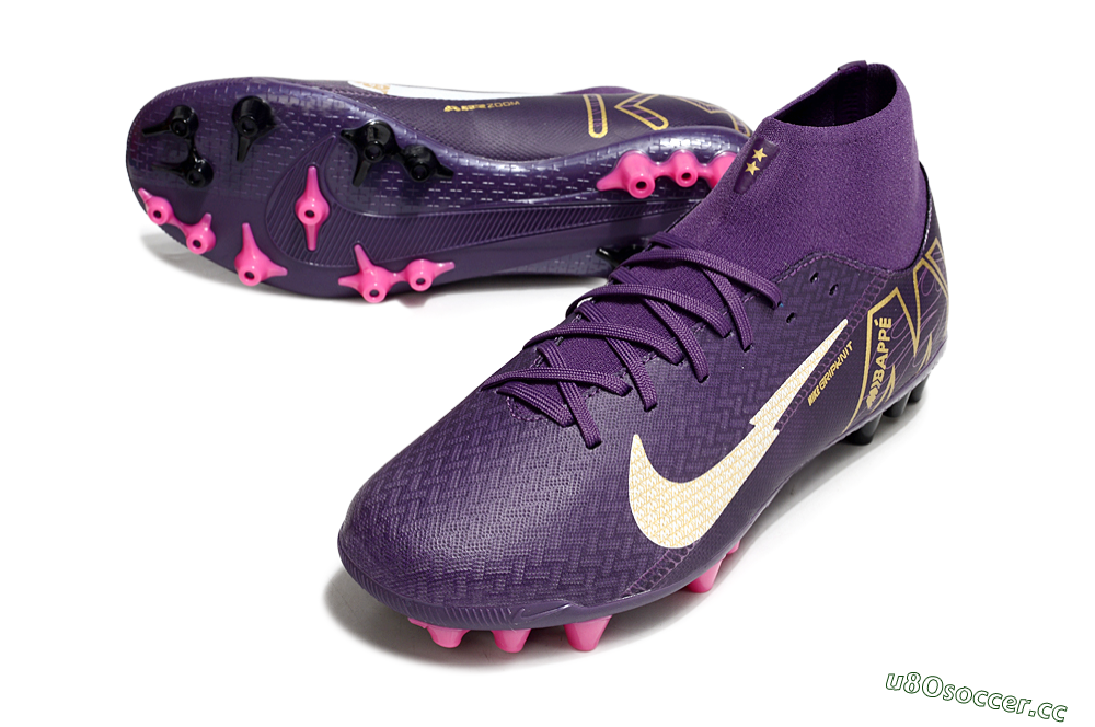 Men's Nike Air Zoom Mercurial Superfly 10 Academy AG Artificial Grass High-Tops Football Boots - Purple/White/Gold 3