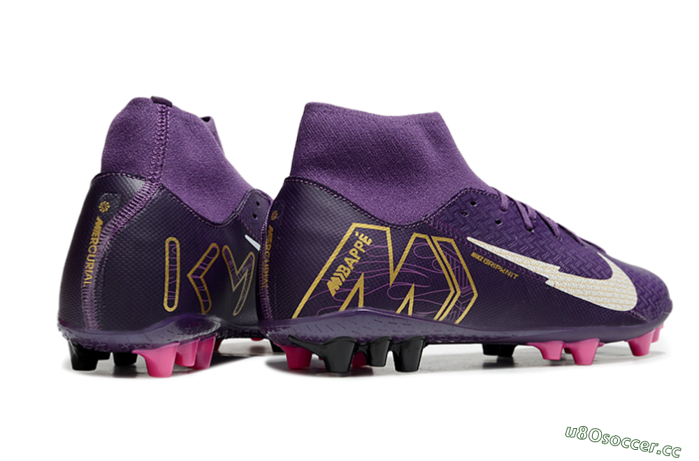 Men's Nike Air Zoom Mercurial Superfly 10 Academy AG Artificial Grass High-Tops Football Boots - Purple/White/Gold 6