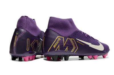 Men's Nike Air Zoom Mercurial Superfly 10 Academy AG Artificial Grass High-Tops Football Boots - Purple/White/Gold