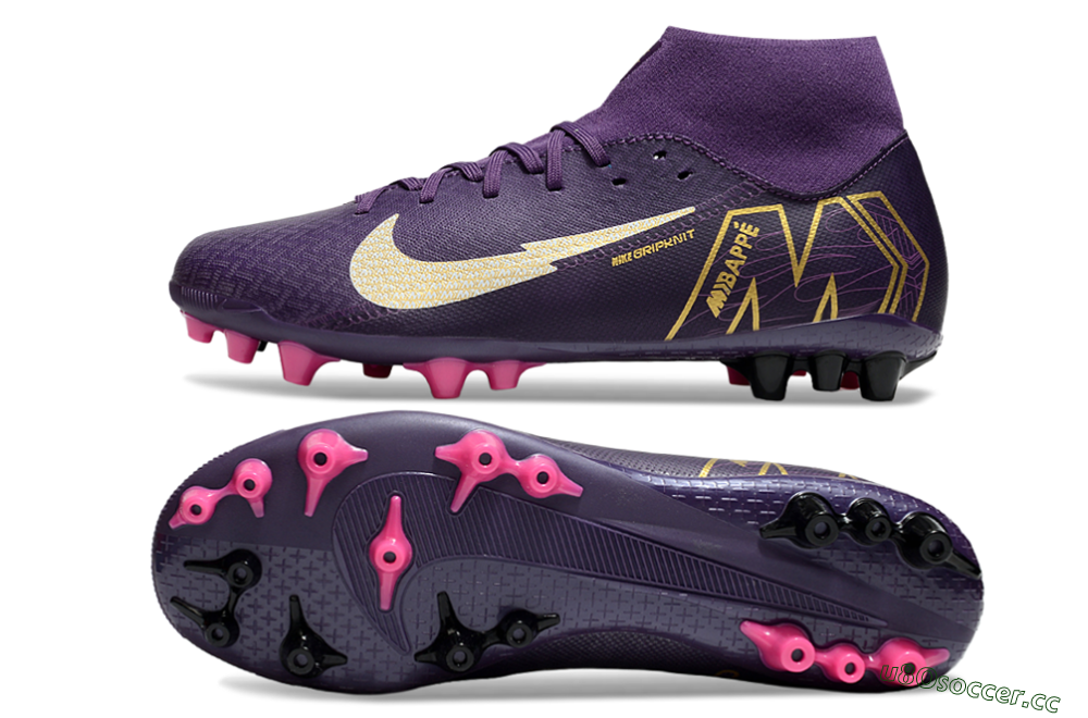 Men's Nike Air Zoom Mercurial Superfly 10 Academy AG Artificial Grass High-Tops Football Boots - Purple/White/Gold 1