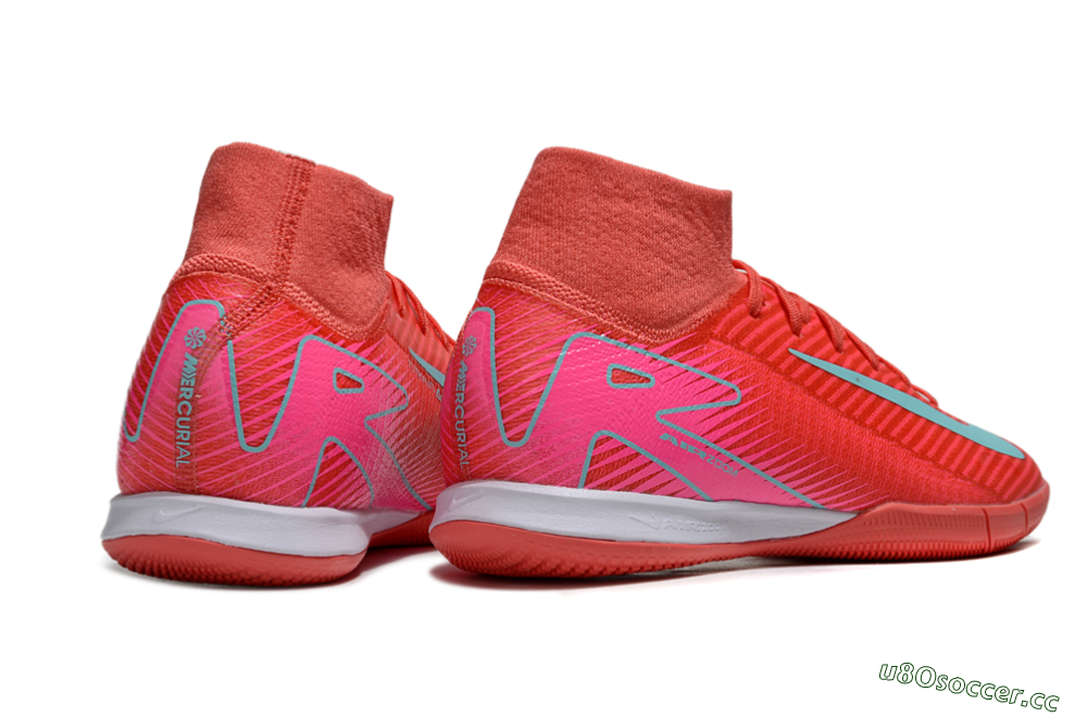 Men's Nike Air Zoom Mercurial Superfly 10 Elite IC Indoor & Futsal High-Tops Football Shoes - Red/Jade/Pink 6