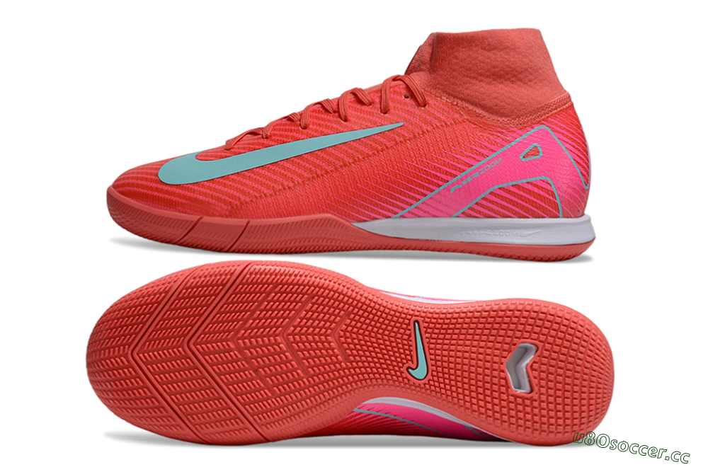 Men's Nike Air Zoom Mercurial Superfly 10 Elite IC Indoor & Futsal High-Tops Football Shoes - Red/Jade/Pink 1