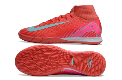 Men's Nike Air Zoom Mercurial Superfly 10 Elite IC Indoor & Futsal High-Tops Football Shoes - Red/Jade/Pink